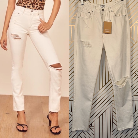 Reformation Denim - Reformation Julia High Waist Cigarette Jeans Ivory